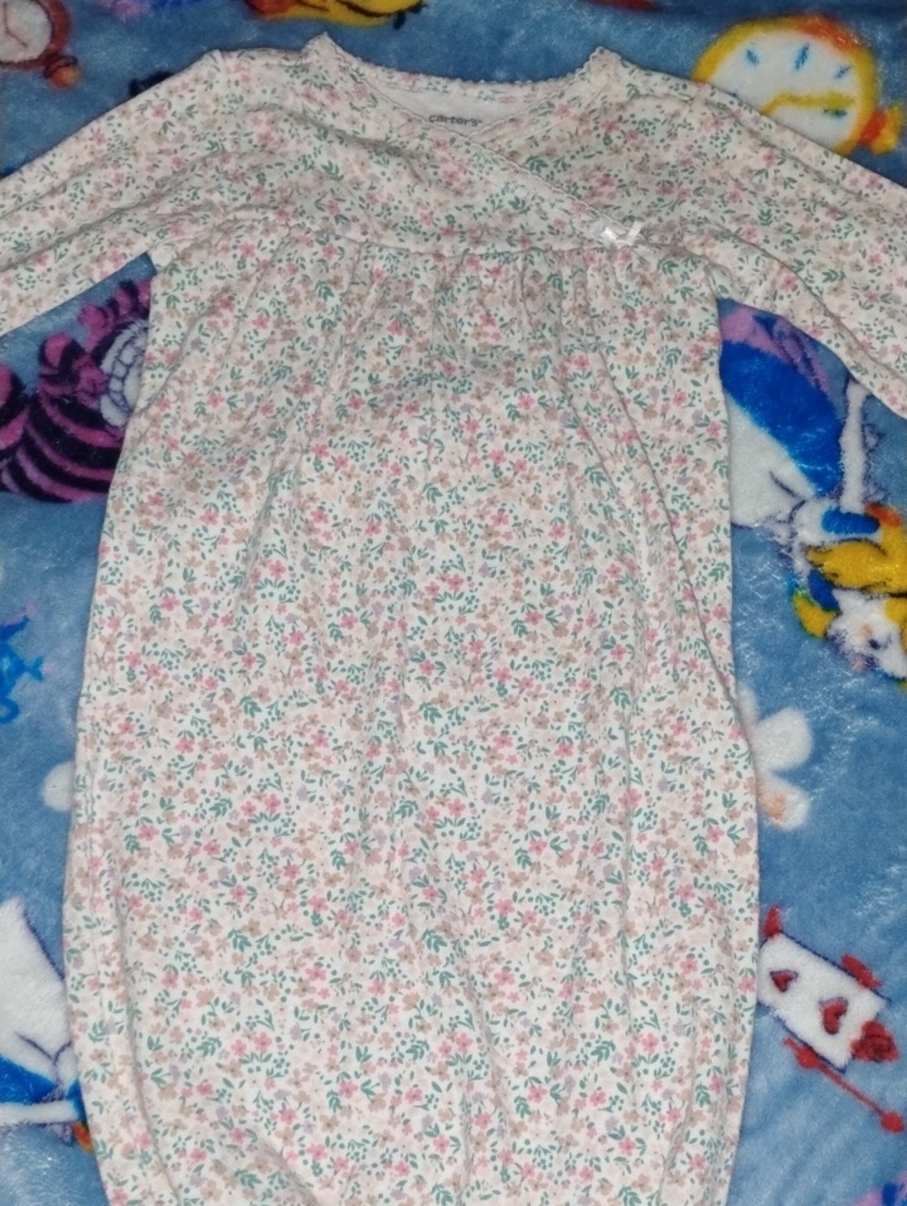 Carter's Floral-Trim Infant Sleep Gown in White, Pink & Green